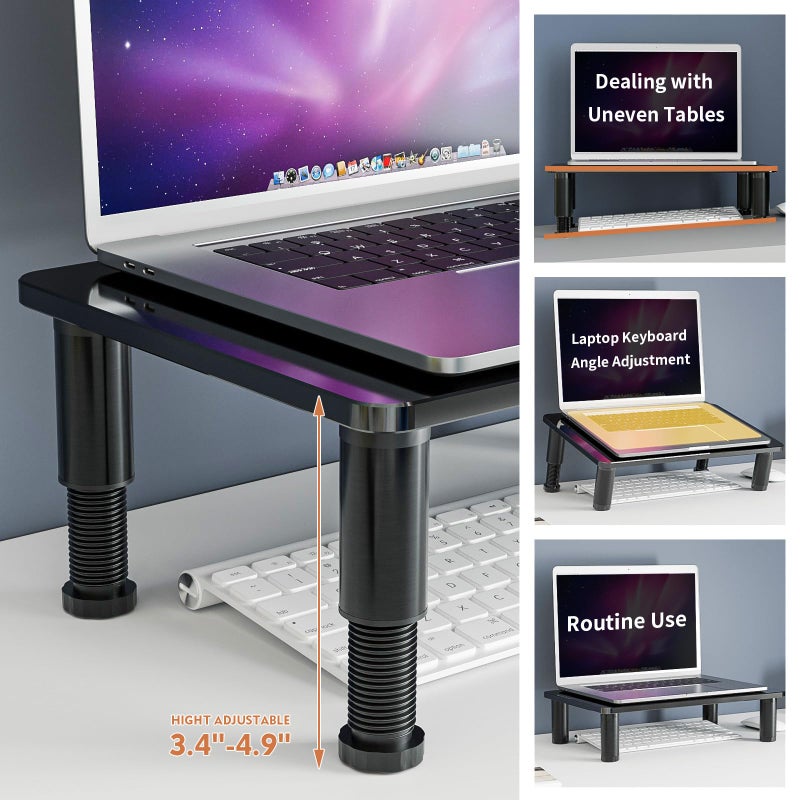 Hemudu 2 Pack Computer Monitor Stand Riser with Height Adjustable Multi Media Desktop Stand for Flat Screen LCD LED TV, Laptop/Notebook/Xbox One, Black HD01B-202 - Image 2